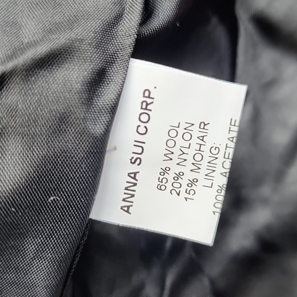 ANNA SUI Tweed Rosette Embellished Peplum Jacket sz 4 Women's - Picture 7 of 8